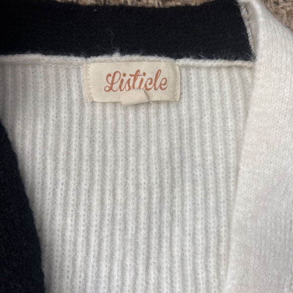 Listicle Sweater Women's M Colorblock Cardigan Classic Preppy Cozycore - Picture 3 of 4
